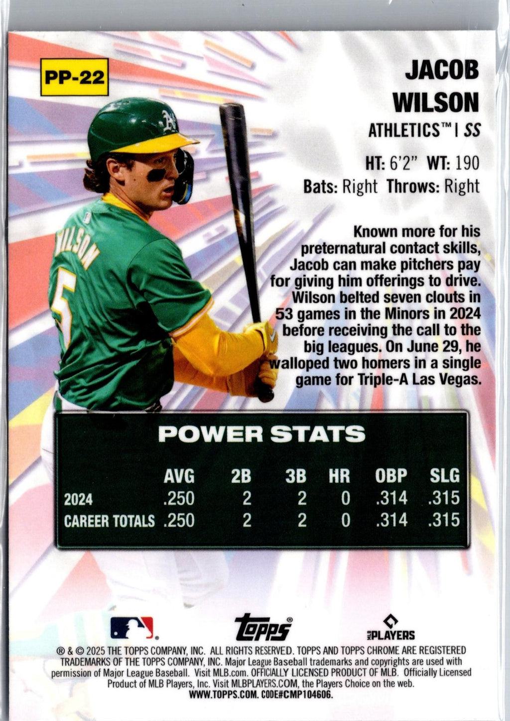 2025 Topps Chrome #PP-22 Jacob Wilson Power Players