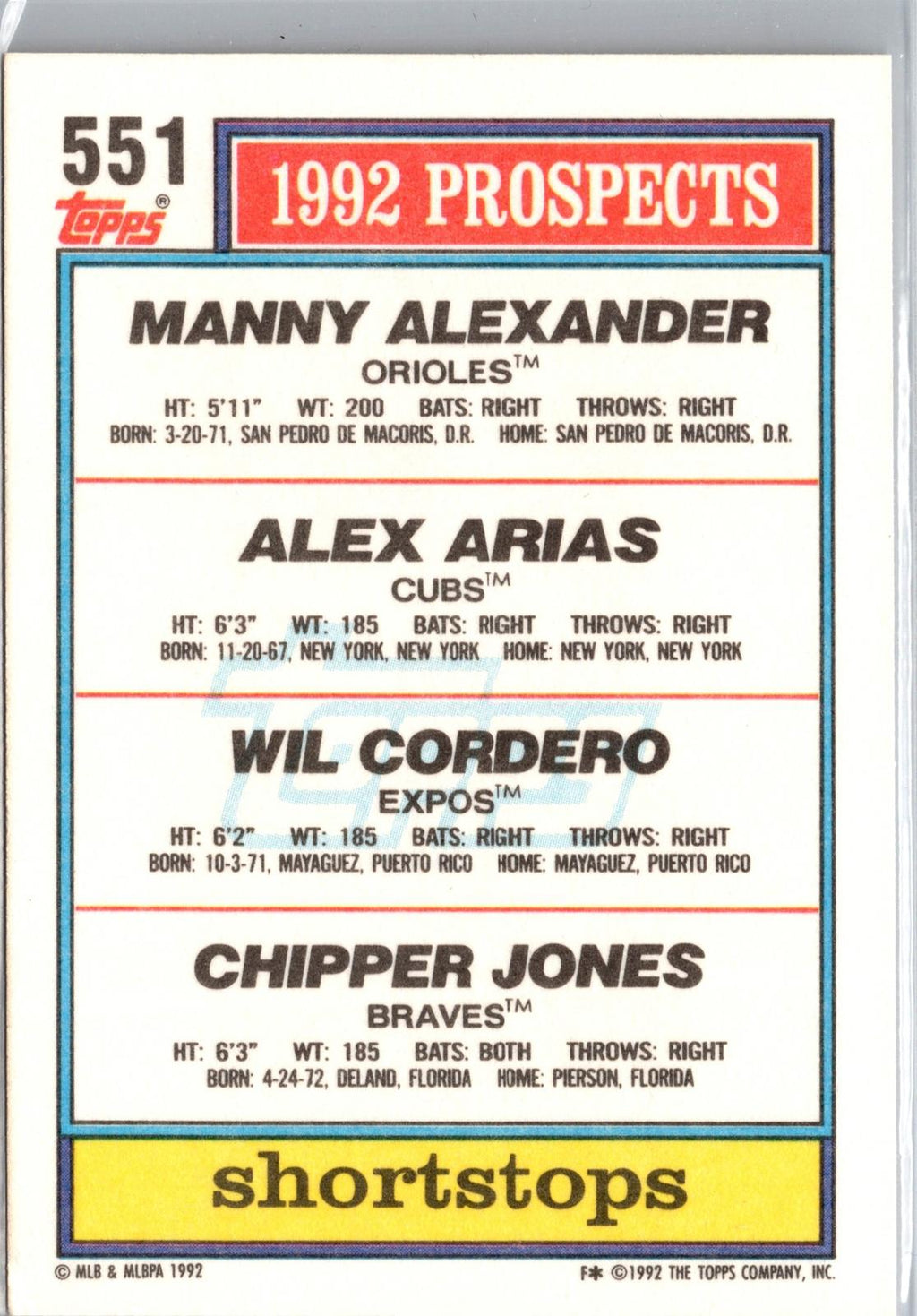1992 Topps #551 Chipper Jones