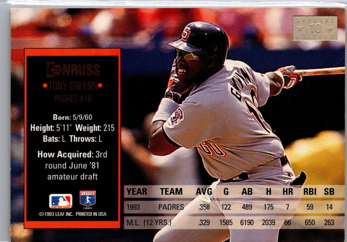 1994 Donruss #10 Tony Gwynn Special Edition