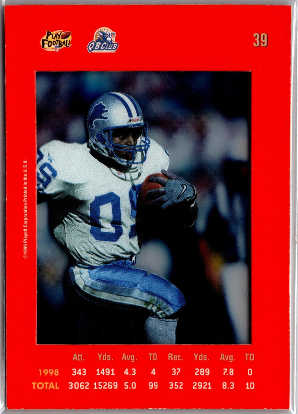 1999 Playoff Absolute SSD #39 Barry Sanders Red