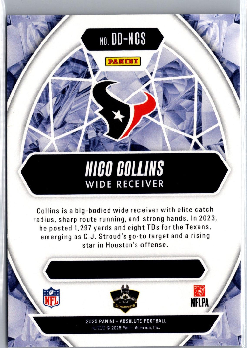 2025 Panini Absolute #DD-NCS Nico Collins Draft Diamonds