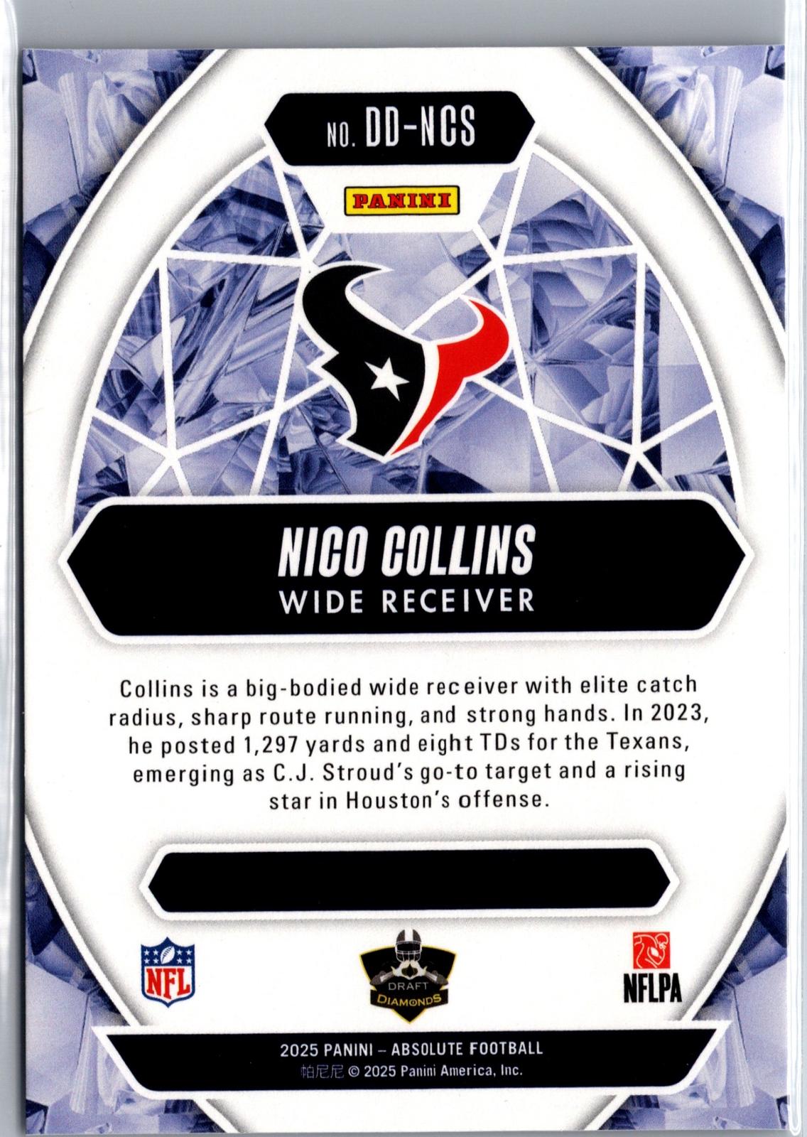 2025 Panini Absolute #DD-NCS Nico Collins Draft Diamonds
