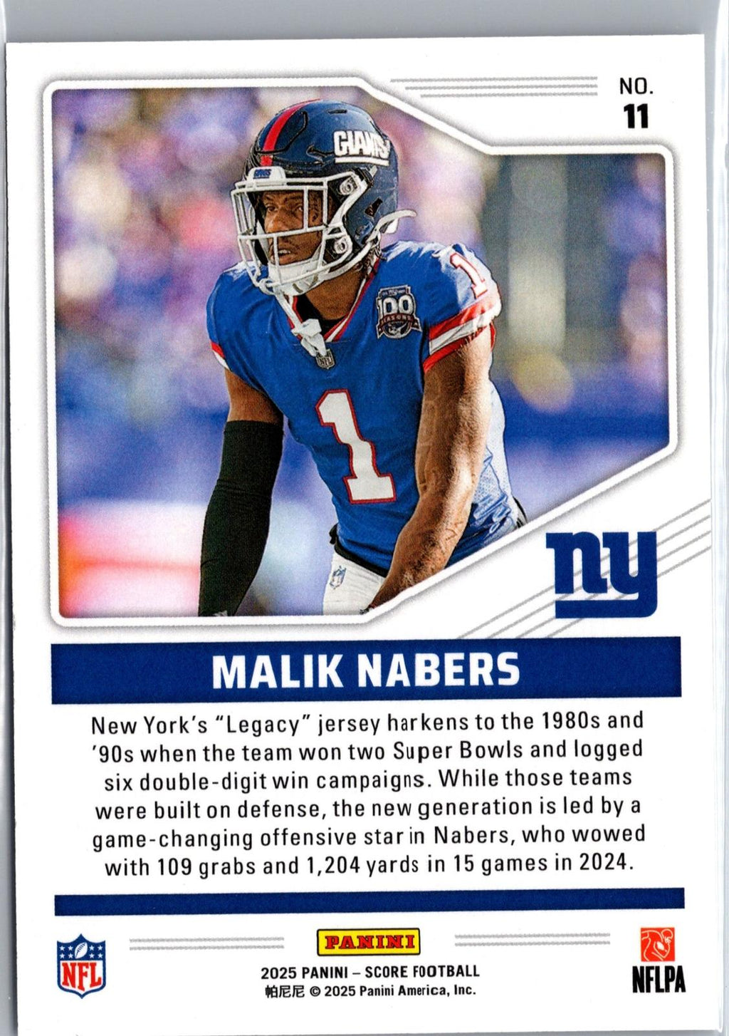 2025 Score #11 Malik Nabers Throwbacks