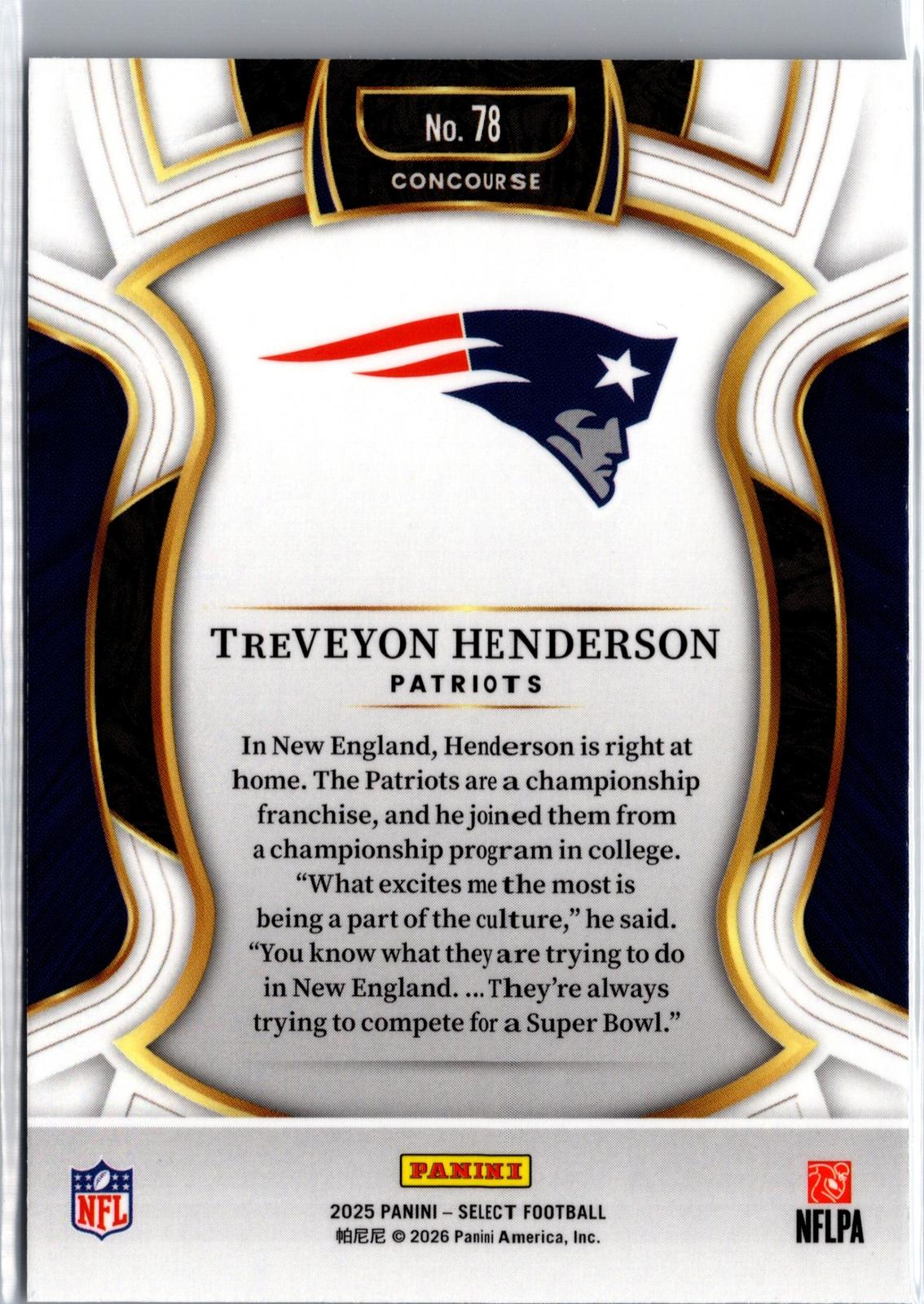 2025 Panini Select #78 TreVeyon Henderson