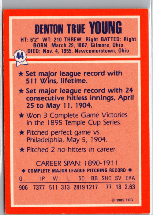 1985 Topps Woolworth All Time Record Holders #44 Cy Young
