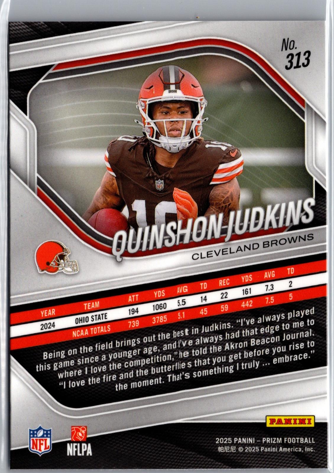 2025 Panini Prizm #313 Quinshon Judkins