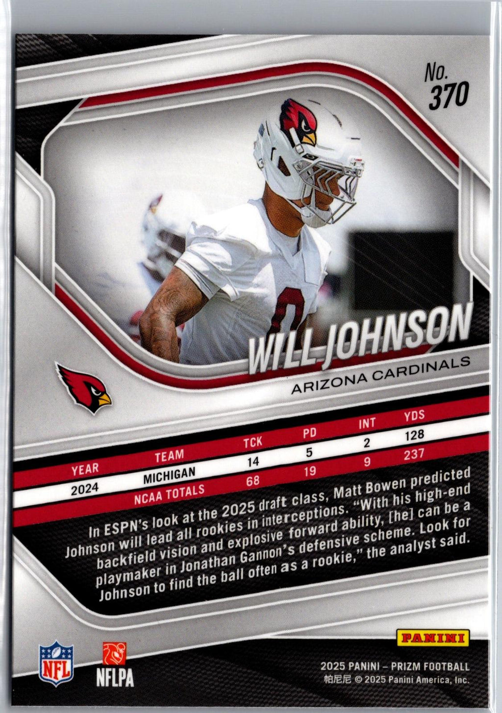 2025 Panini Prizm #370 Will Johnson