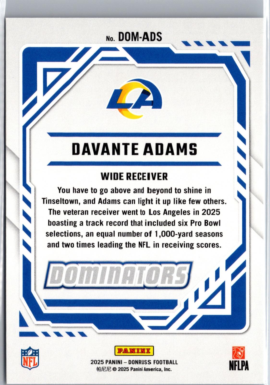 2025 Donruss #DOM-ADS Davante Adams Dominators