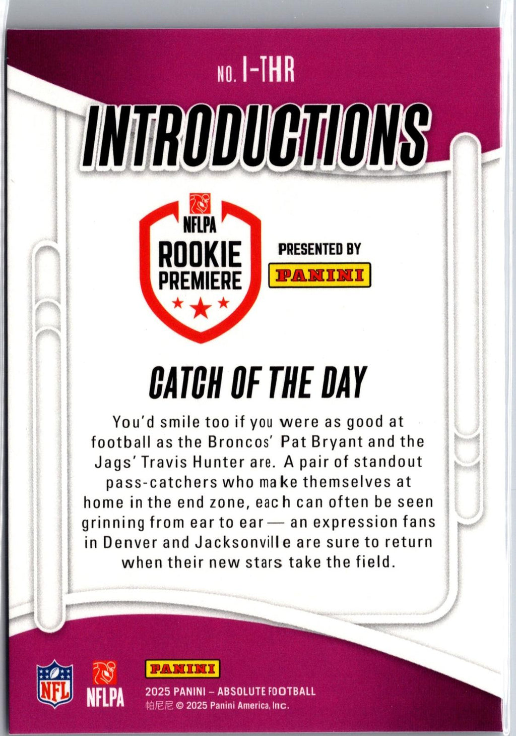 2025 Panini Absolute #I-THR Catch of the Day Introductions