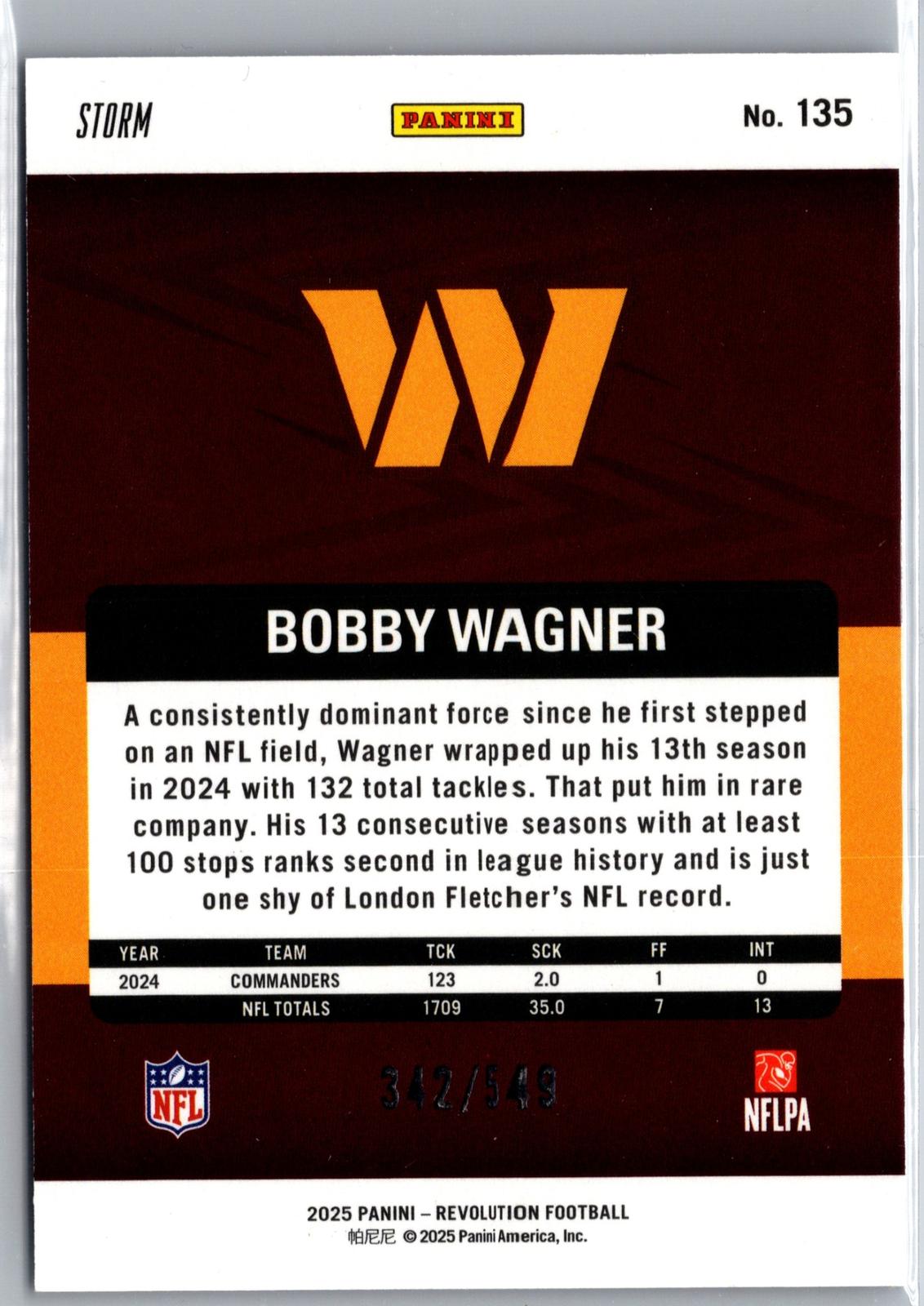 2025 Panini Revolution #135 Bobby Wagner Neutron #/30