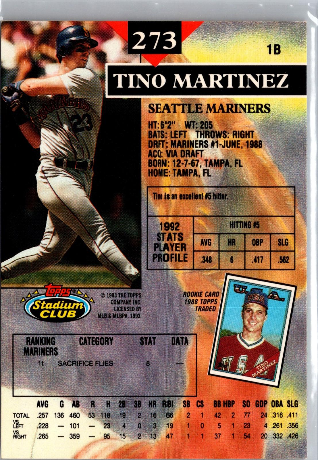 1993 Stadium Club #273 Tino Martinez Members Only