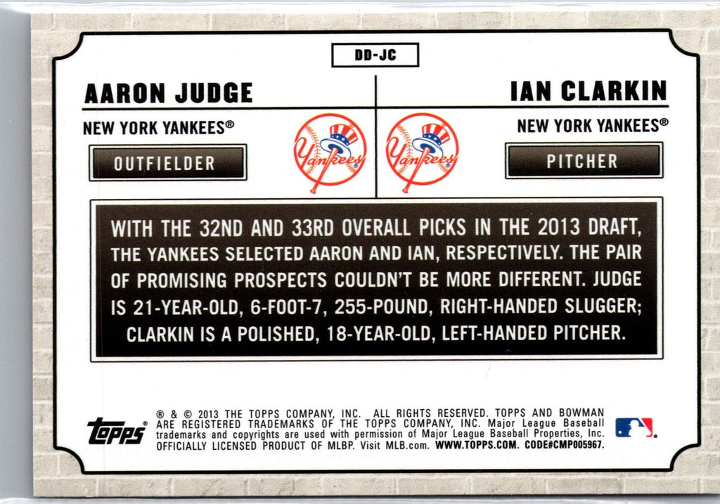 2013 Bowman Draft Picks & Prospects #DD-JC Aaron Judge Dual Draftee