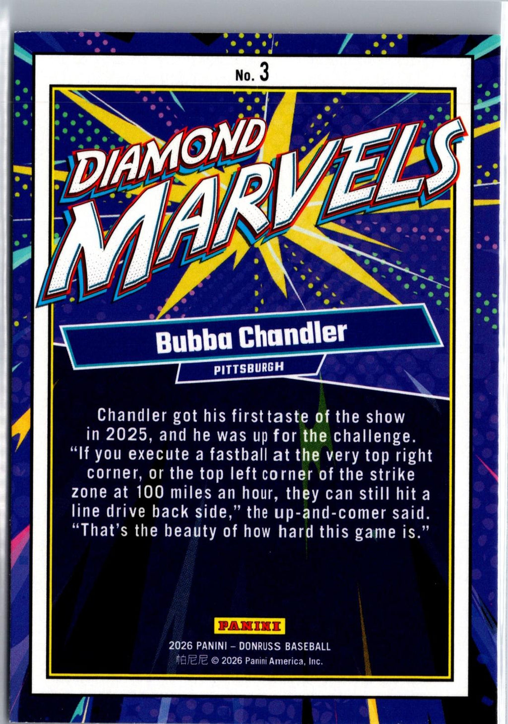 2026 Donruss #3 Bubba Chandler Diamond Marvels