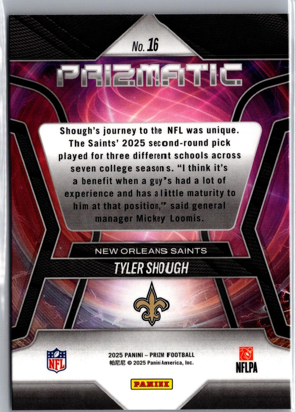 2025 Panini Prizm #16 Tyler Shough Prizmatic