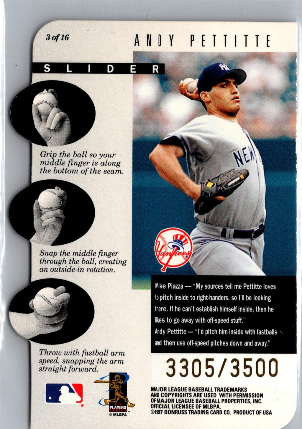 1997 Leaf #3 Mike Piazza / Andy Pettitte Get-A-Grip #/3500