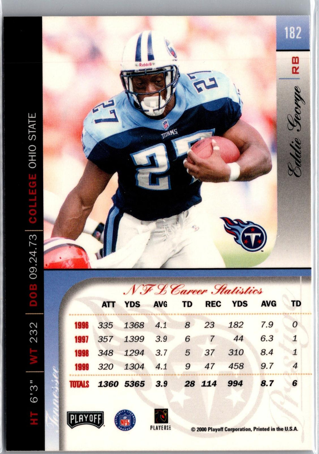 2000 Playoff Prestige #182 Eddie George