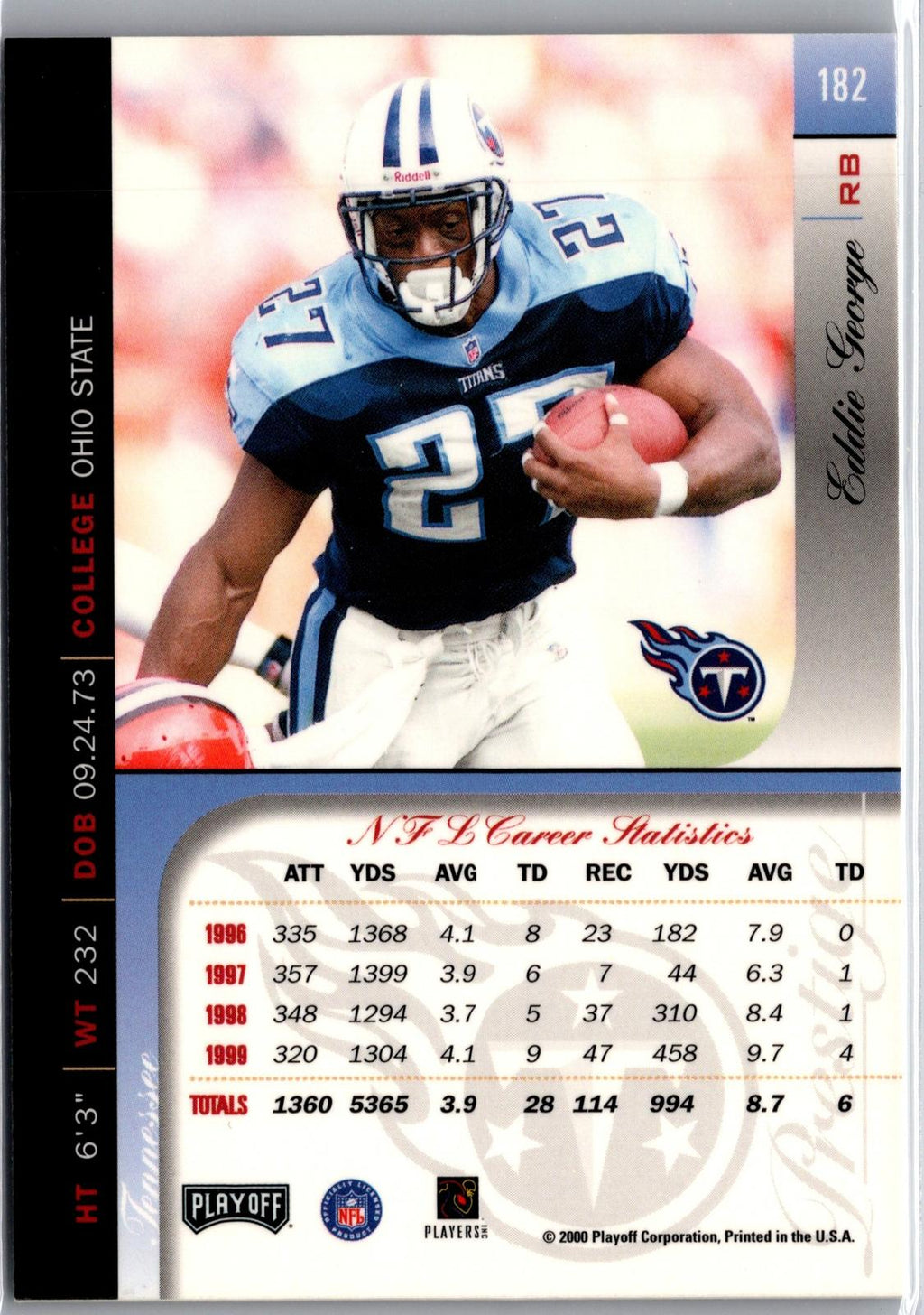 2000 Playoff Prestige #182 Eddie George