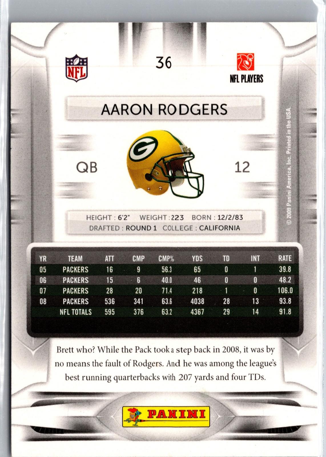 2009 Playoff Prestige #36 Aaron Rodgers