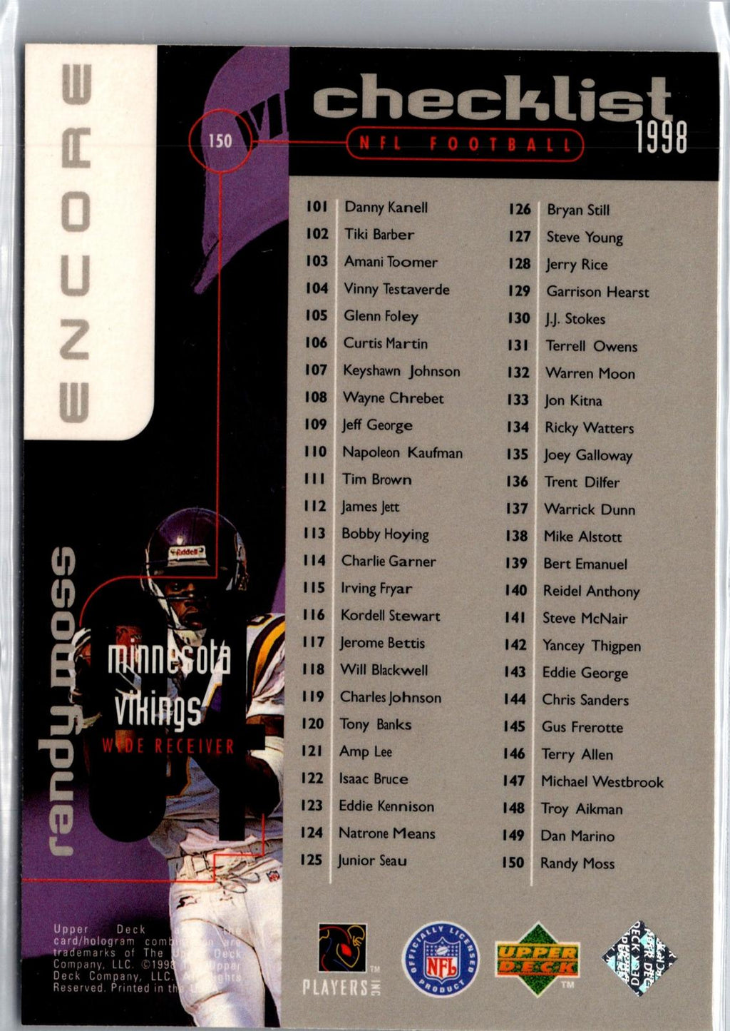 1998 Upper Deck Encore #150 Randy Moss