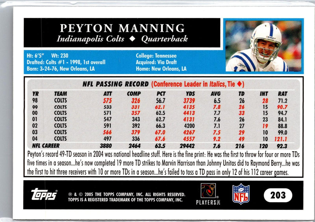 2005 Topps 1st Edition #203 Peyton Manning