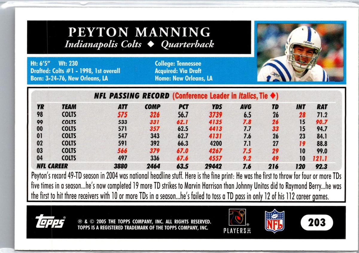 2005 Topps 1st Edition #203 Peyton Manning