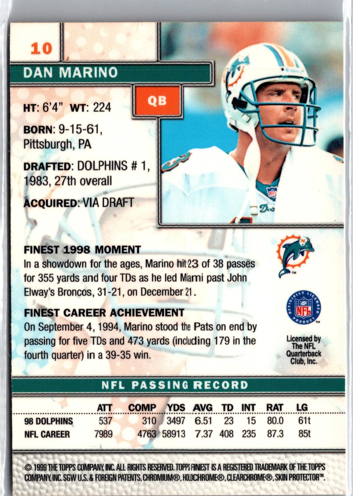 1999 Finest #10 Dan Marino