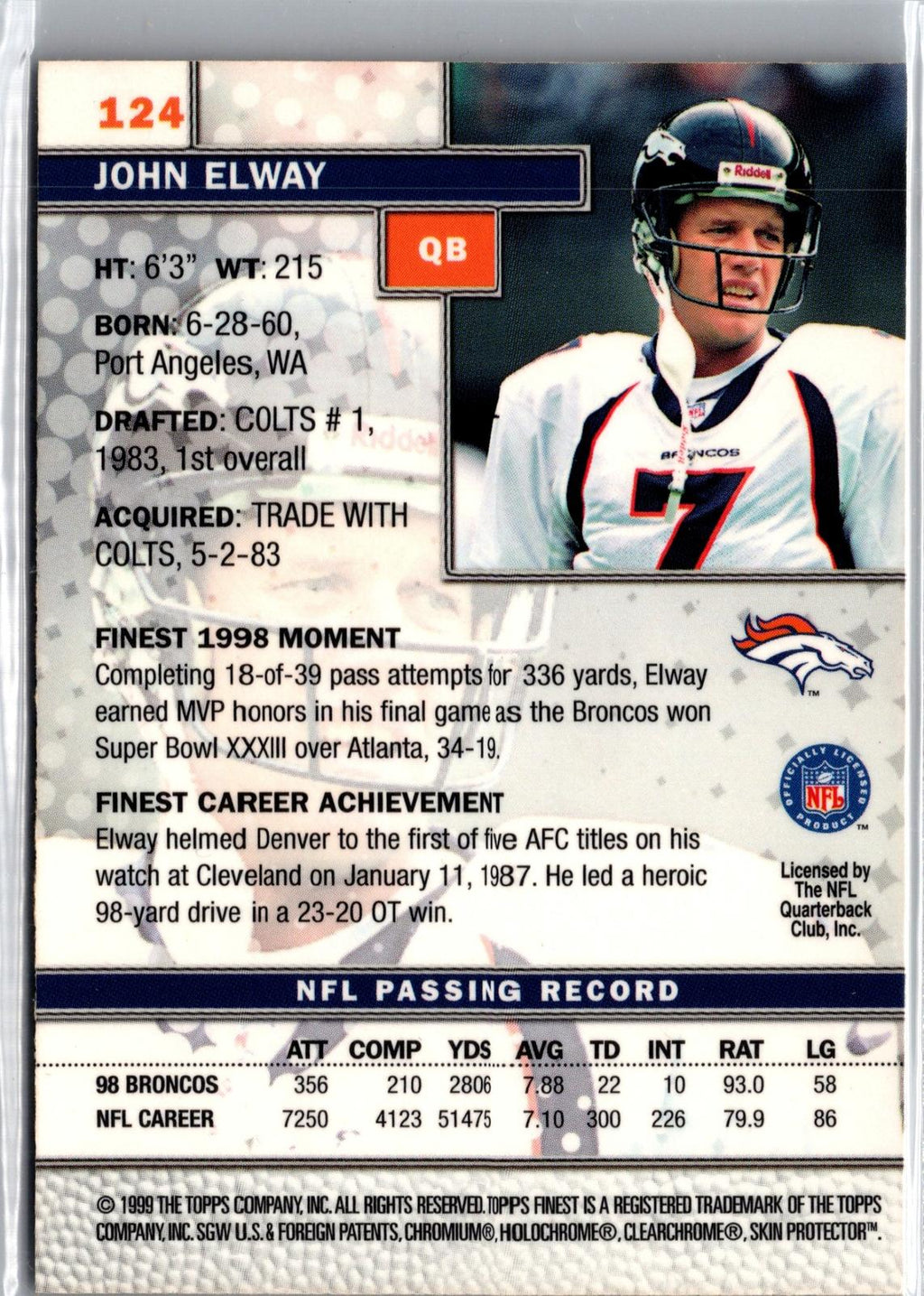 1999 Finest #124 John Elway