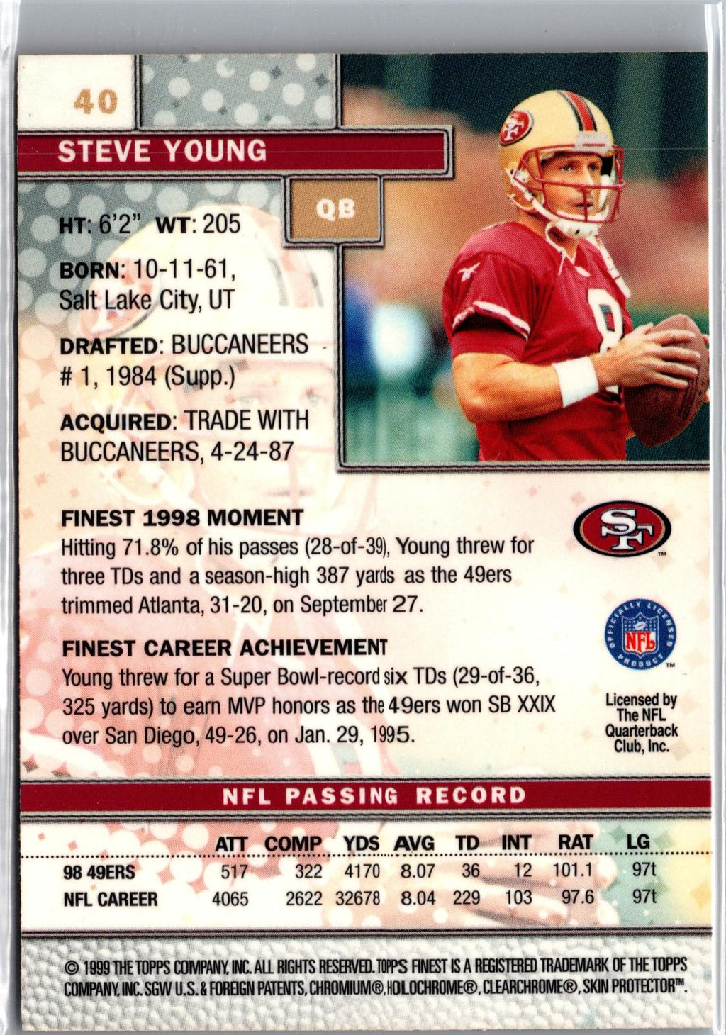 1999 Finest #40 Steve Young