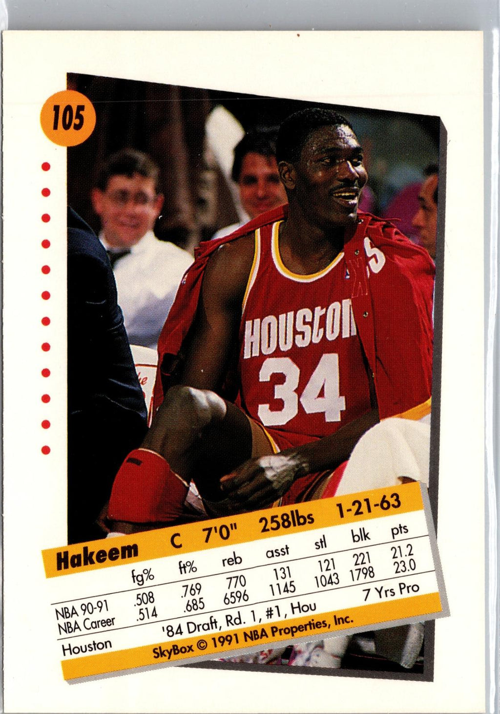 1991-92 SkyBox #105 Hakeem Olajuwon