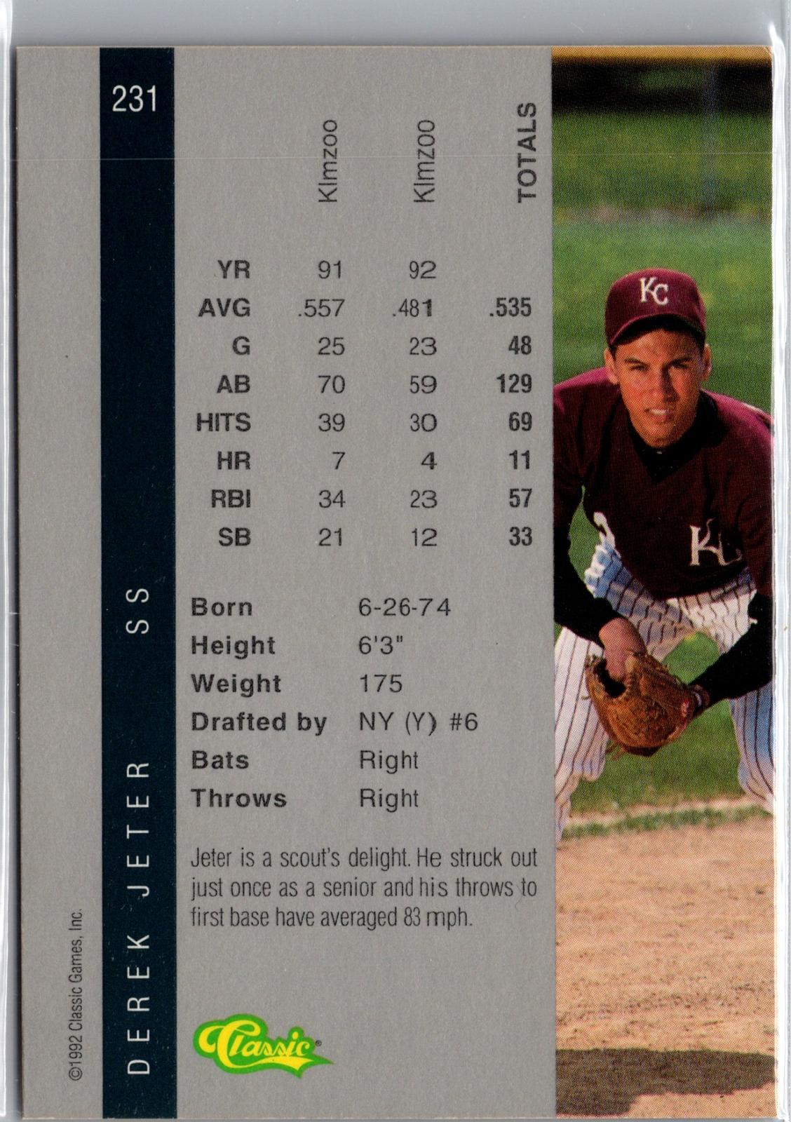 1992 Classic Four Sport #231 Derek Jeter
