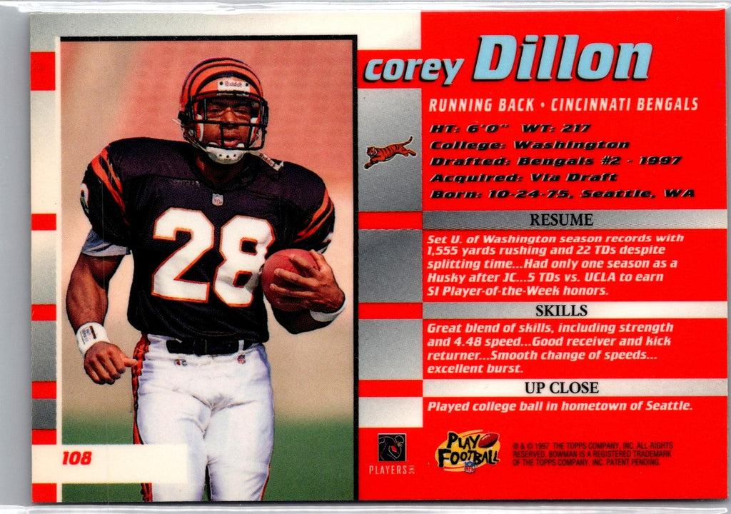 1997 Bowman's Best #108 Corey Dillon