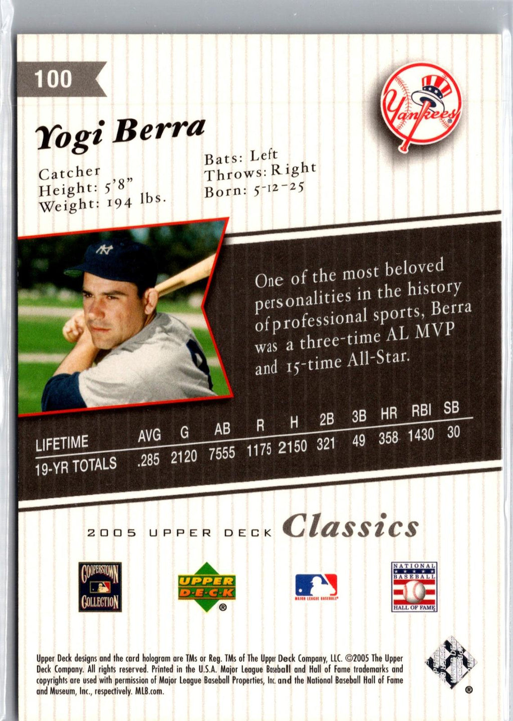 2005 Upper Deck Classics #100 Yogi Berra Silver #/399