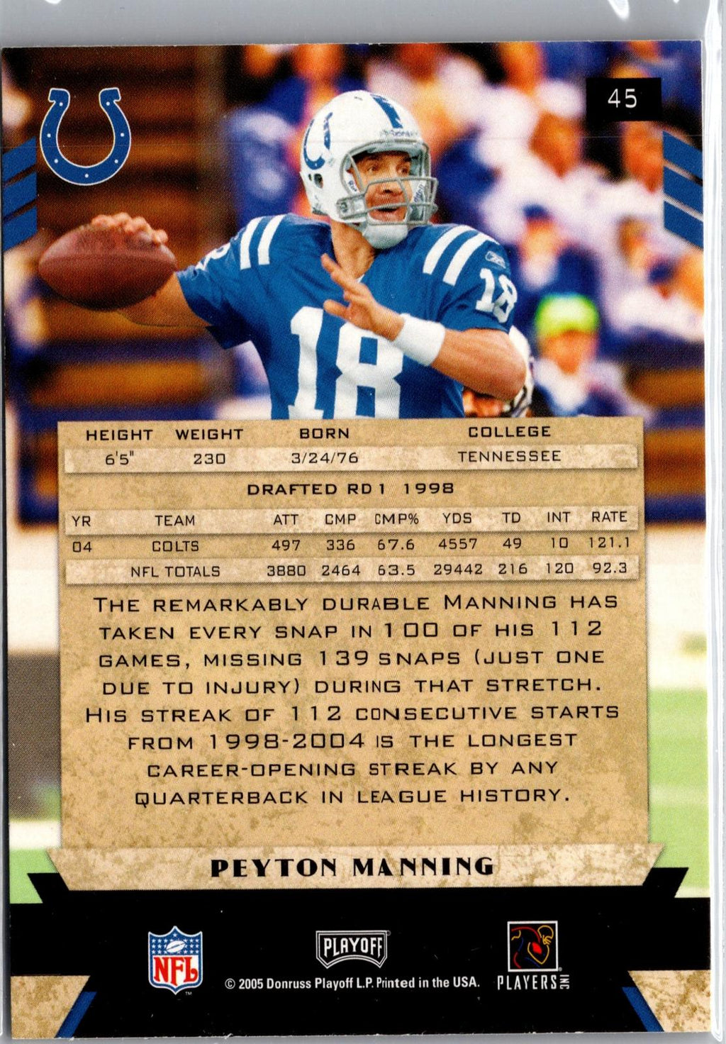2005 Playoff Honors #45 Peyton Manning